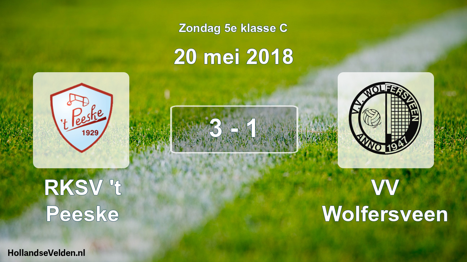 Total number of matches played: RKSV 't Peeske - VV Wolfersveen 3 - 1 (20 May 2018)
