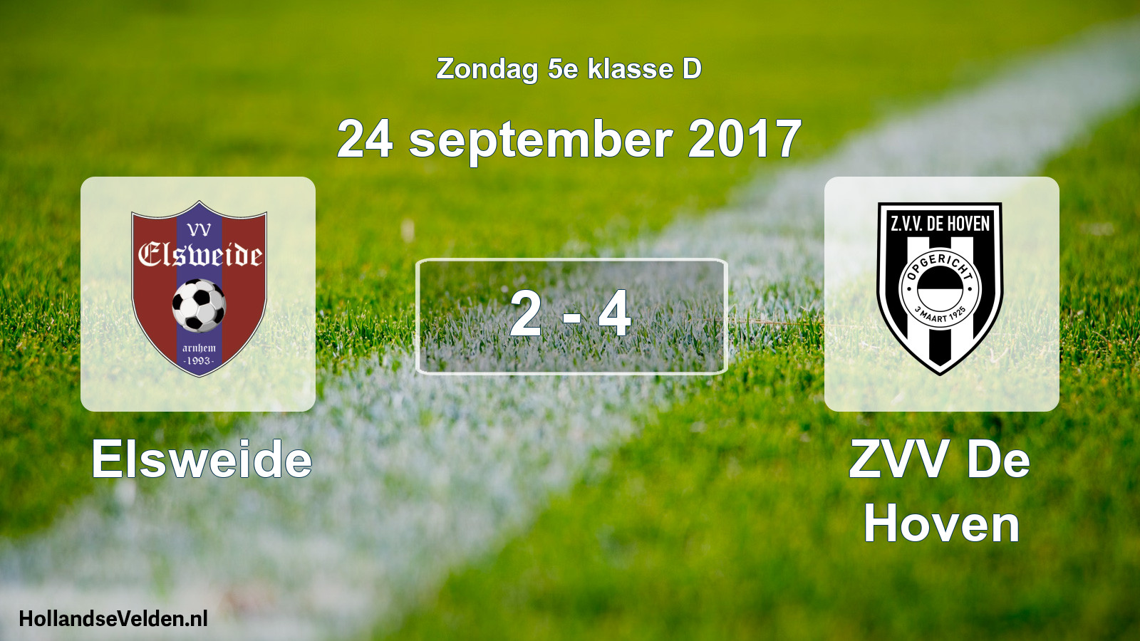 Total number of matches played: Elsweide - ZVV De Hoven 2 - 4 (24 September 2017)