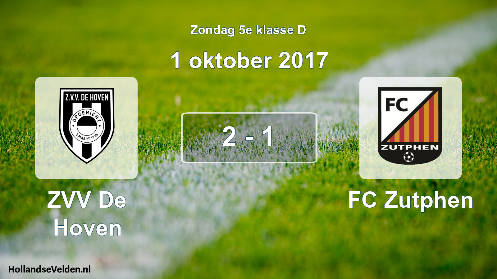 Total number of matches played: ZVV De Hoven - FC Zutphen 2 - 1 (1 October 2017)