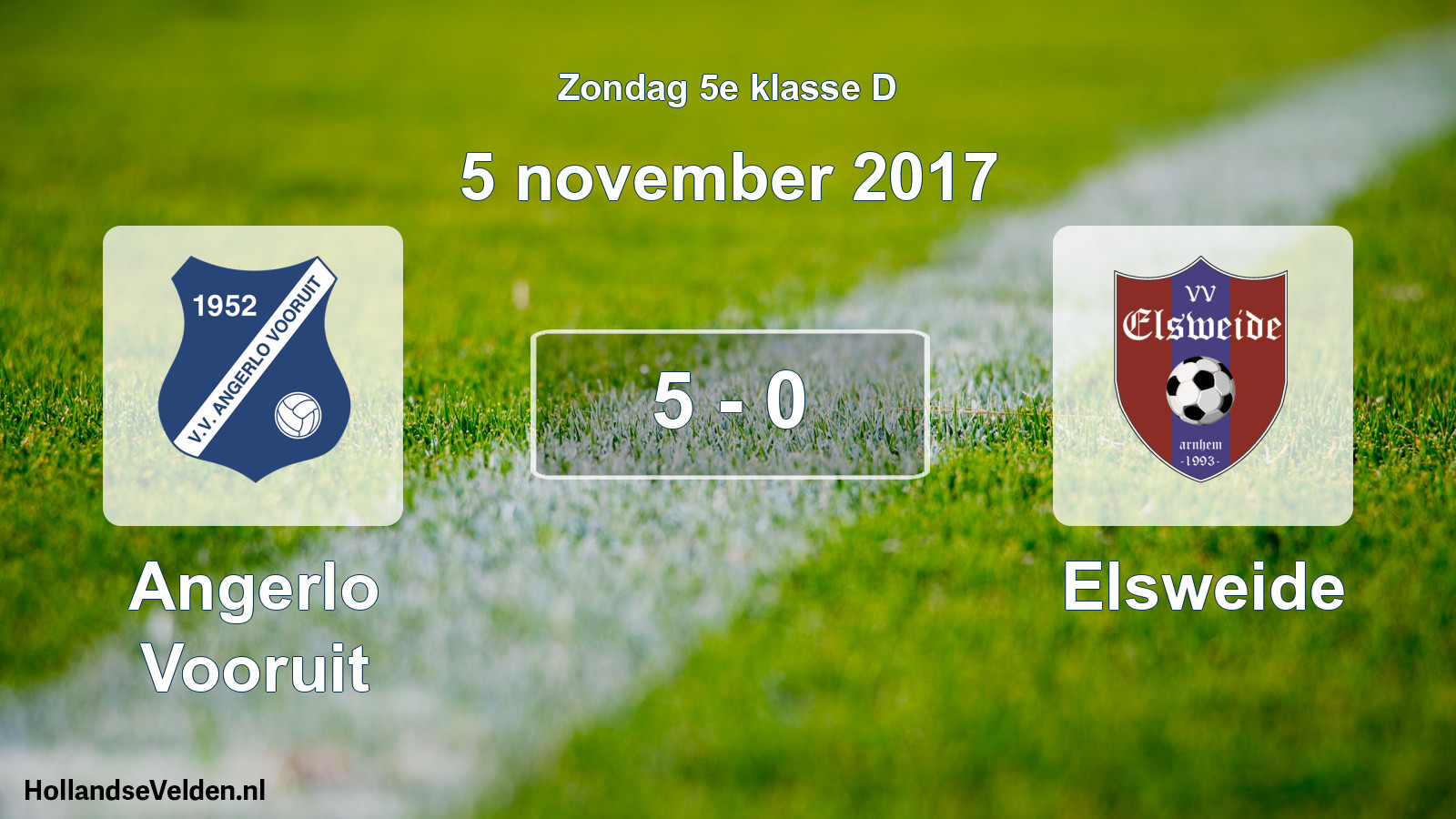 Total number of matches played: Angerlo Vooruit - Elsweide 5 - 0 (5 November 2017)