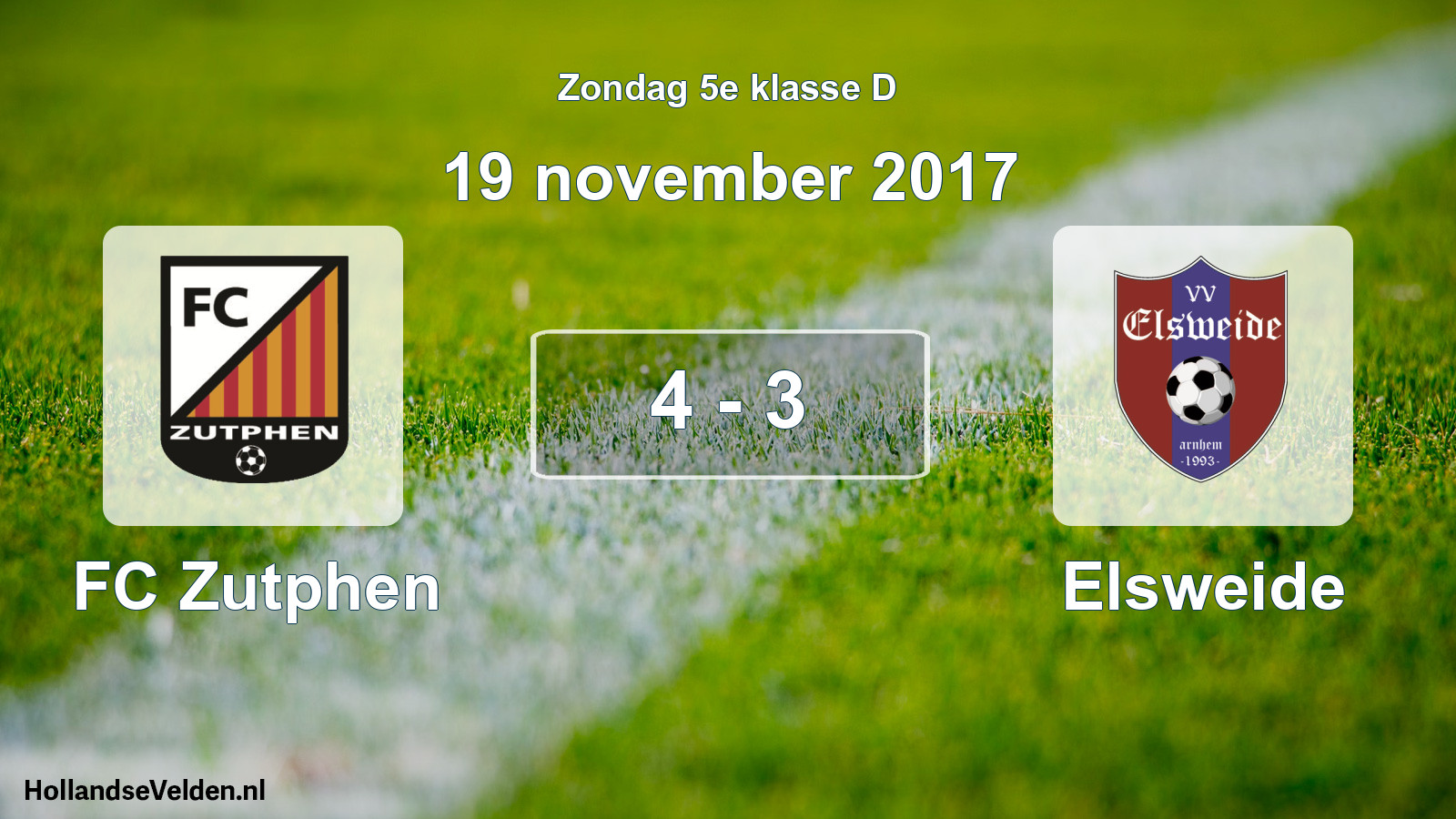 Total number of matches played: FC Zutphen - Elsweide 4 - 3 (19 November 2017)