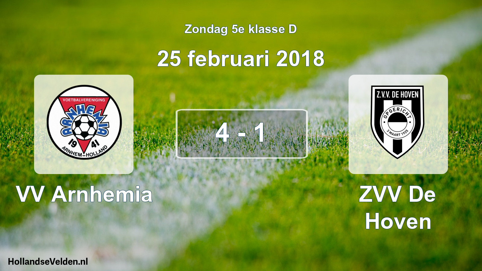 Total number of matches played: VV Arnhemia - ZVV De Hoven 4 - 1 (25 February 2018)