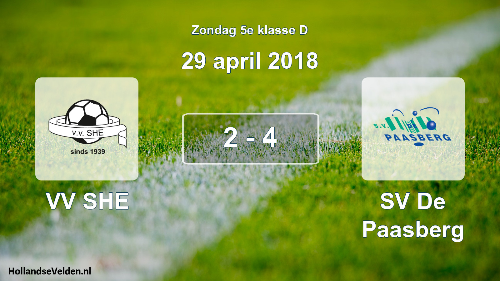 Total number of matches played: VV SHE - SV De Paasberg 2 - 4 (29 April 2018)