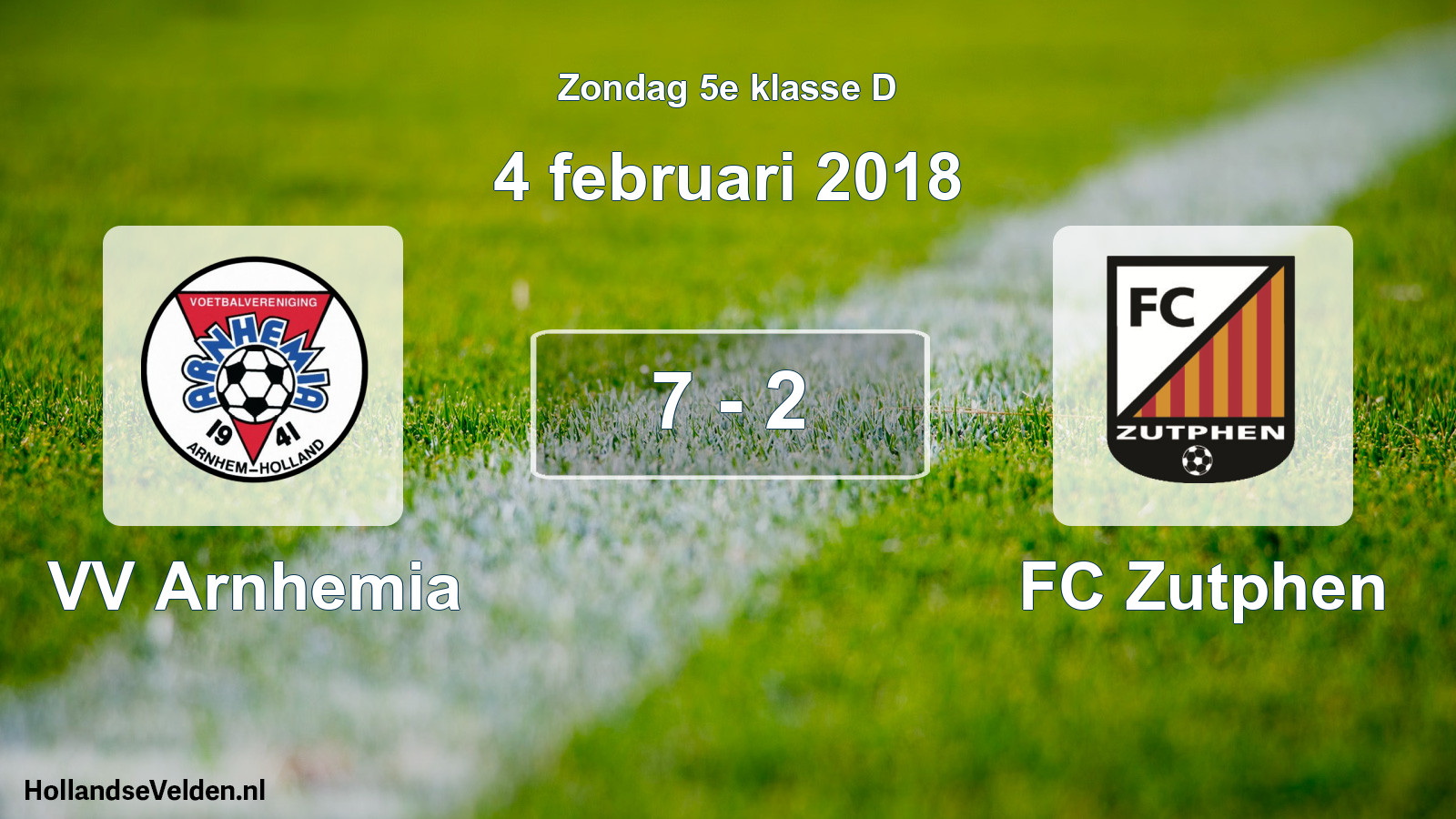 Total number of matches played: VV Arnhemia - FC Zutphen 7 - 2 (4 February 2018)