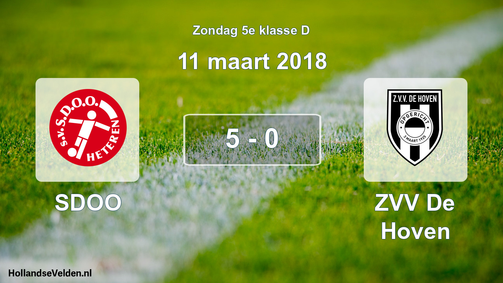 Total number of matches played: SDOO - ZVV De Hoven 5 - 0 (11 March 2018)