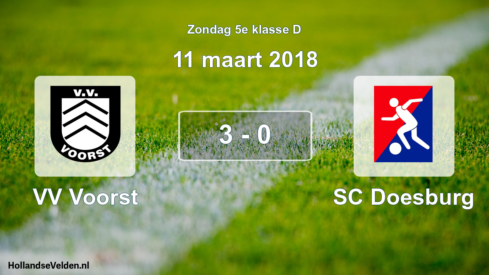 Total number of matches played: VV Voorst - SC Doesburg 3 - 0 (11 March 2018)