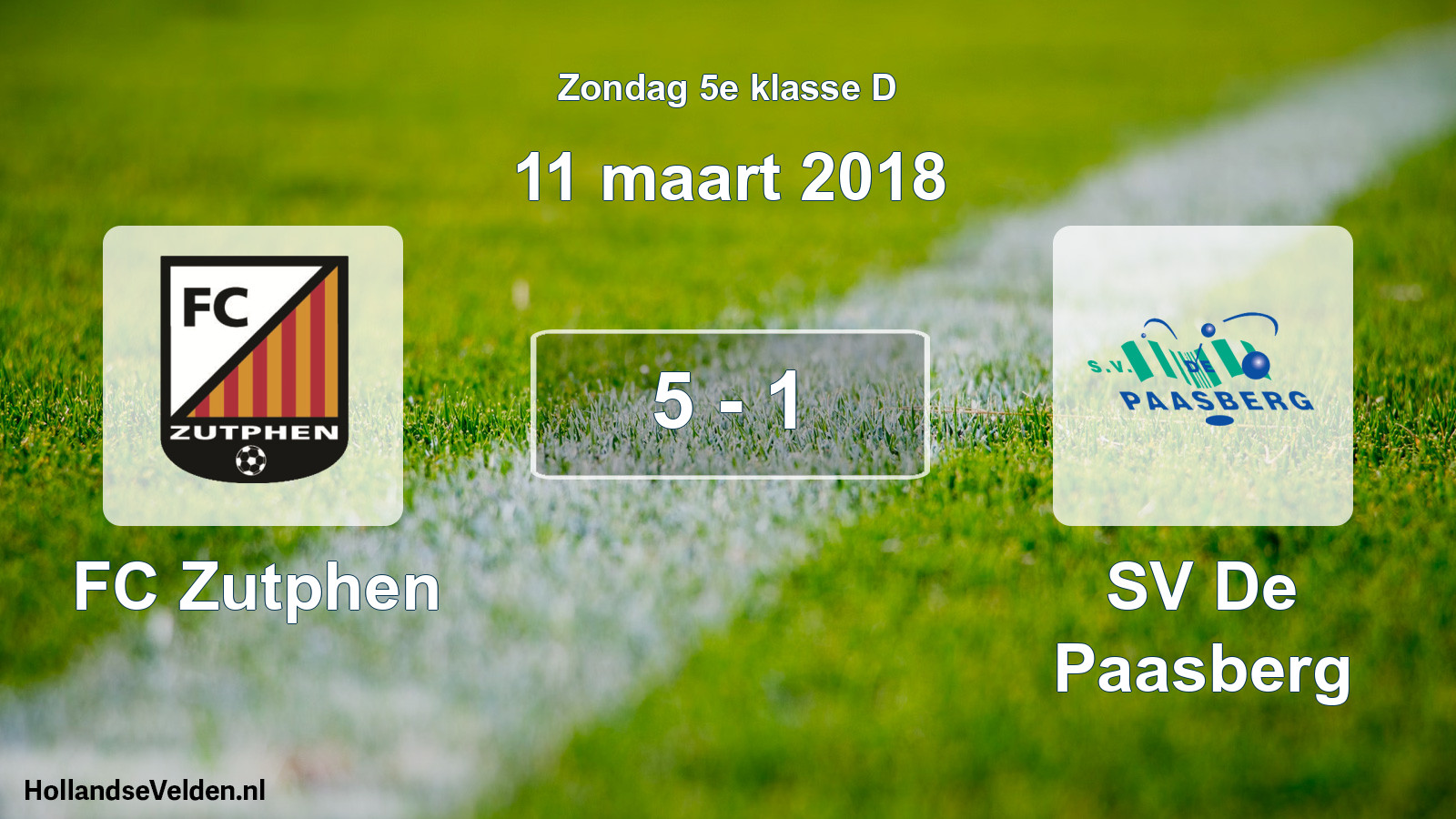 Total number of matches played: FC Zutphen - SV De Paasberg 5 - 1 (11 March 2018)