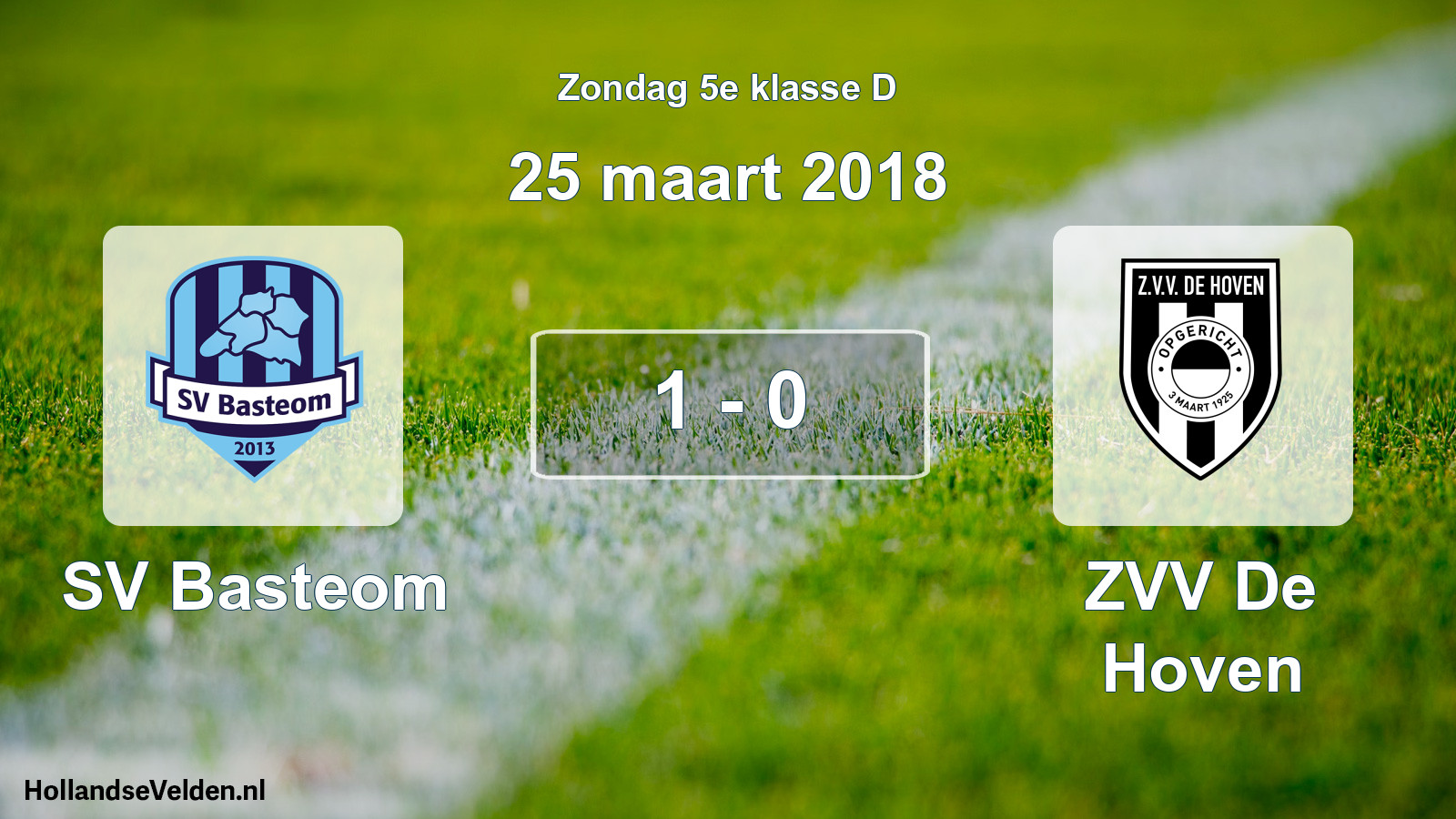 Total number of matches played: SV Basteom - ZVV De Hoven 1 - 0 (25 March 2018)