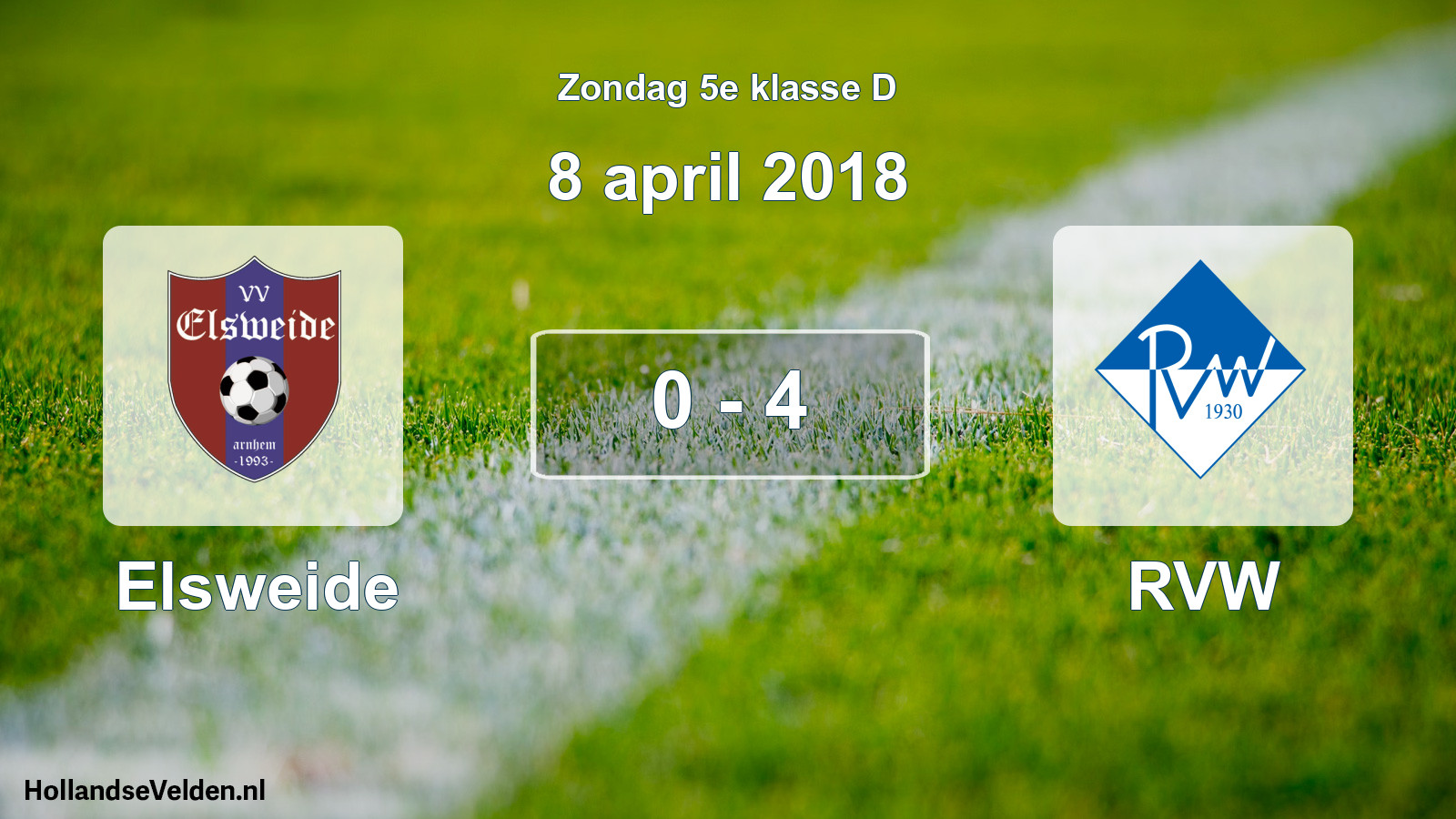 Total number of matches played: Elsweide - RVW 0 - 4 (8 April 2018)