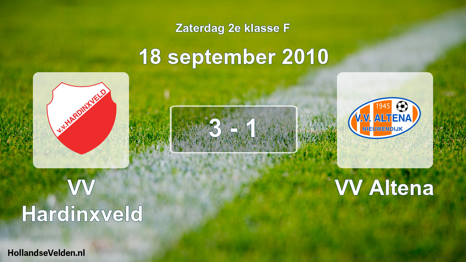 Total number of matches played: VV Hardinxveld - VV Altena 3 - 1 (18 September 2010)