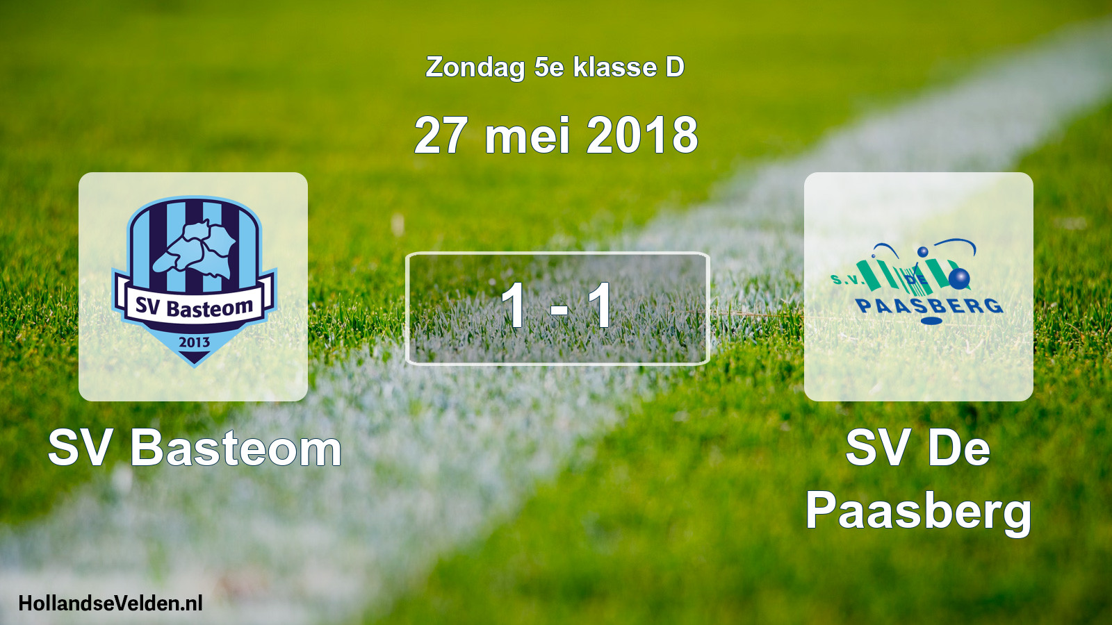 Total number of matches played: SV Basteom - SV De Paasberg 1 - 1 (27 May 2018)