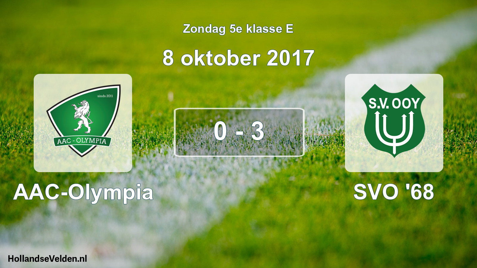 Total number of matches played: AAC-Olympia - SVO '68 0 - 3 (8 October 2017)