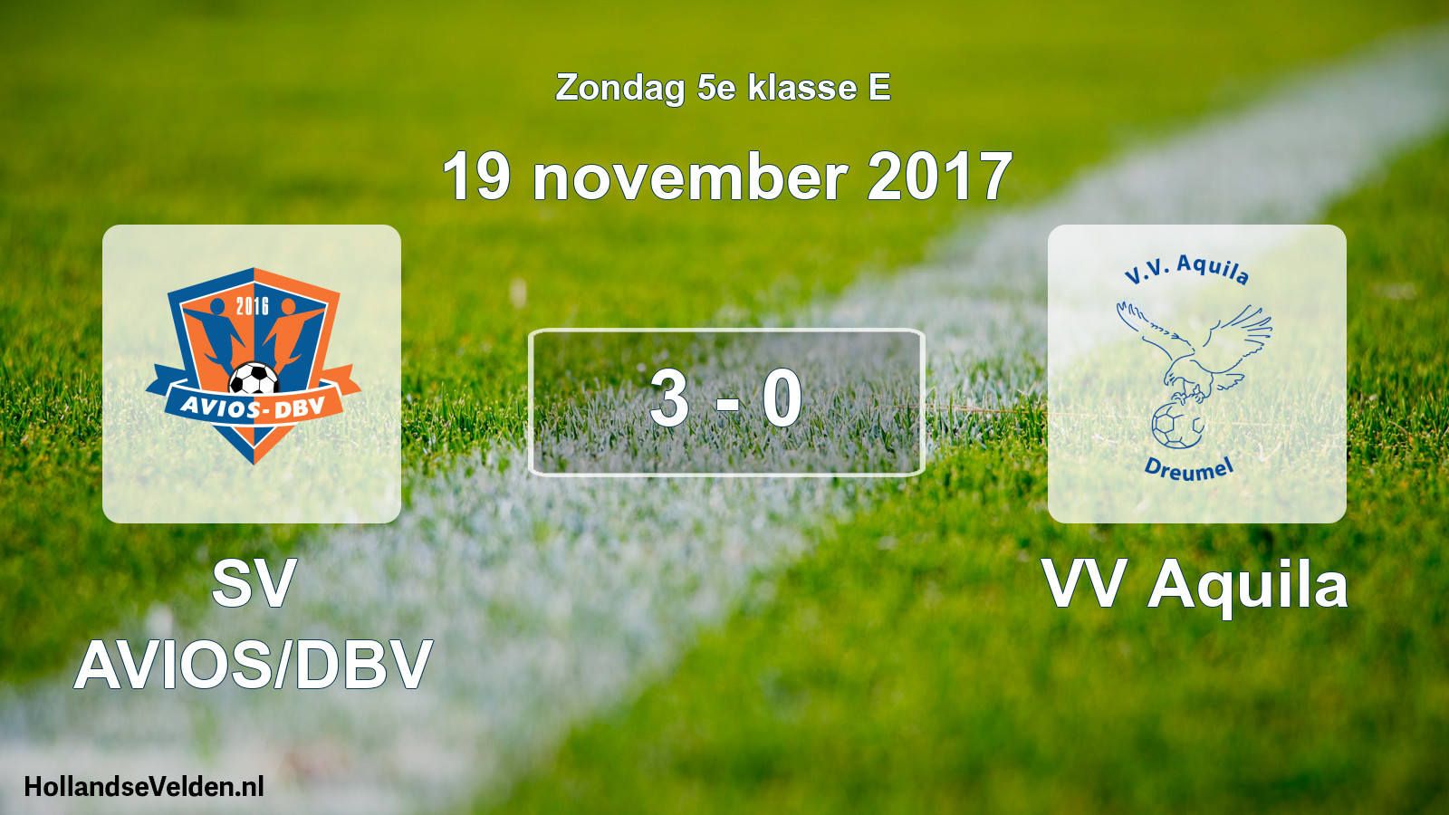 Total number of matches played: SV AVIOS/DBV - VV Aquila 3 - 0 (19 November 2017)
