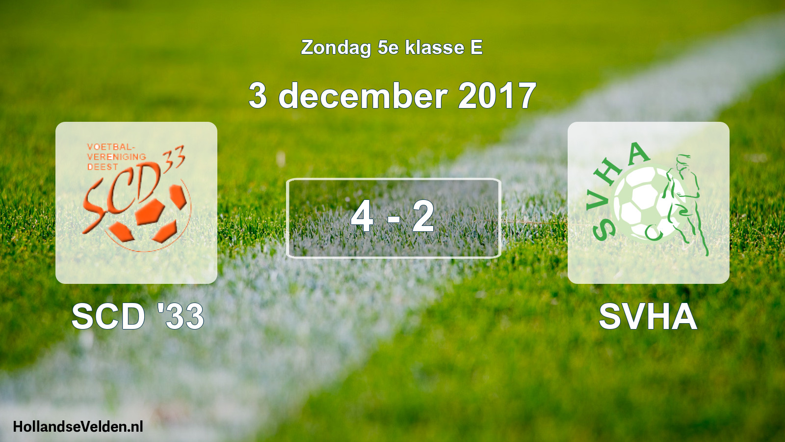 Total number of matches played: SCD '33 - SVHA 4 - 2 (3 December 2017)
