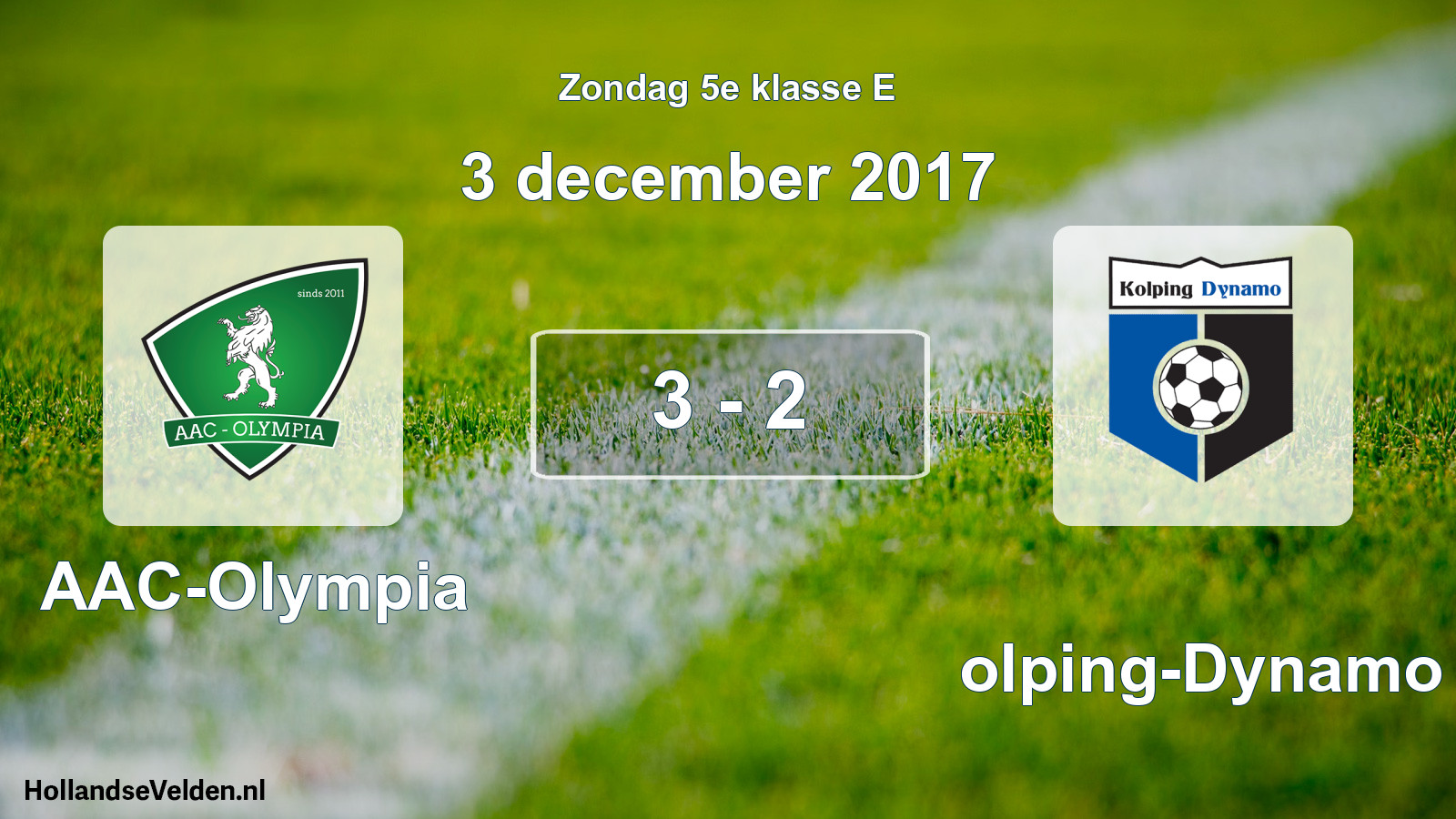 Total number of matches played: AAC-Olympia - Kolping-Dynamo 3 - 2 (3 December 2017)