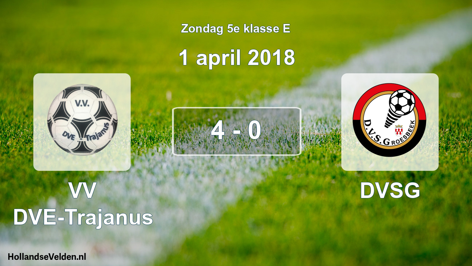 Total number of matches played: VV DVE-Trajanus - DVSG 4 - 0 (1 April 2018)