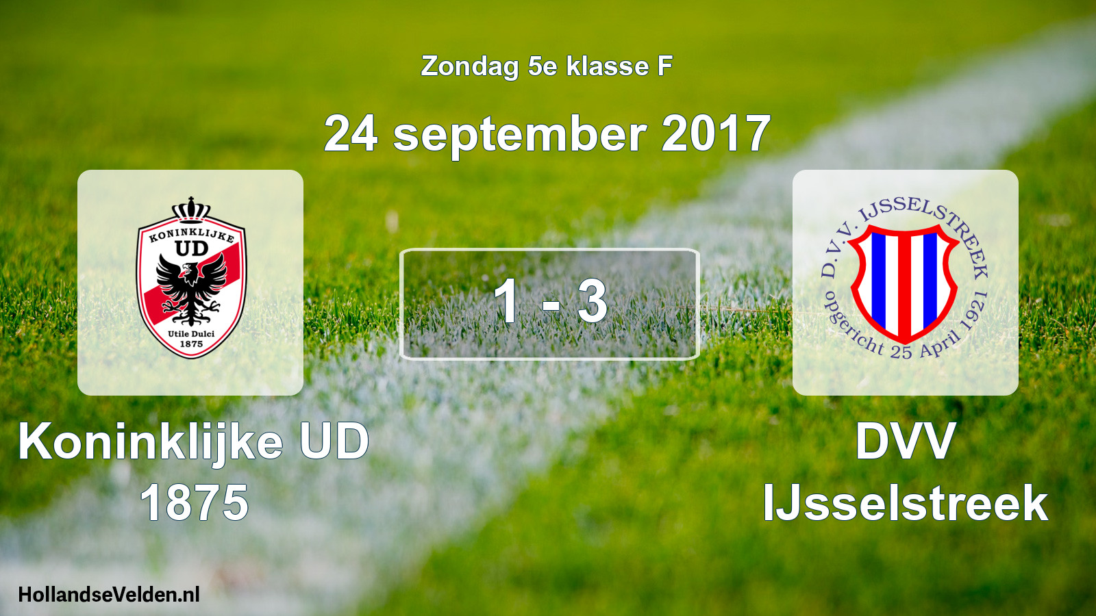 Total number of matches played: Koninklijke UD 1875 - DVV IJsselstreek 1 - 3 (24 September 2017)