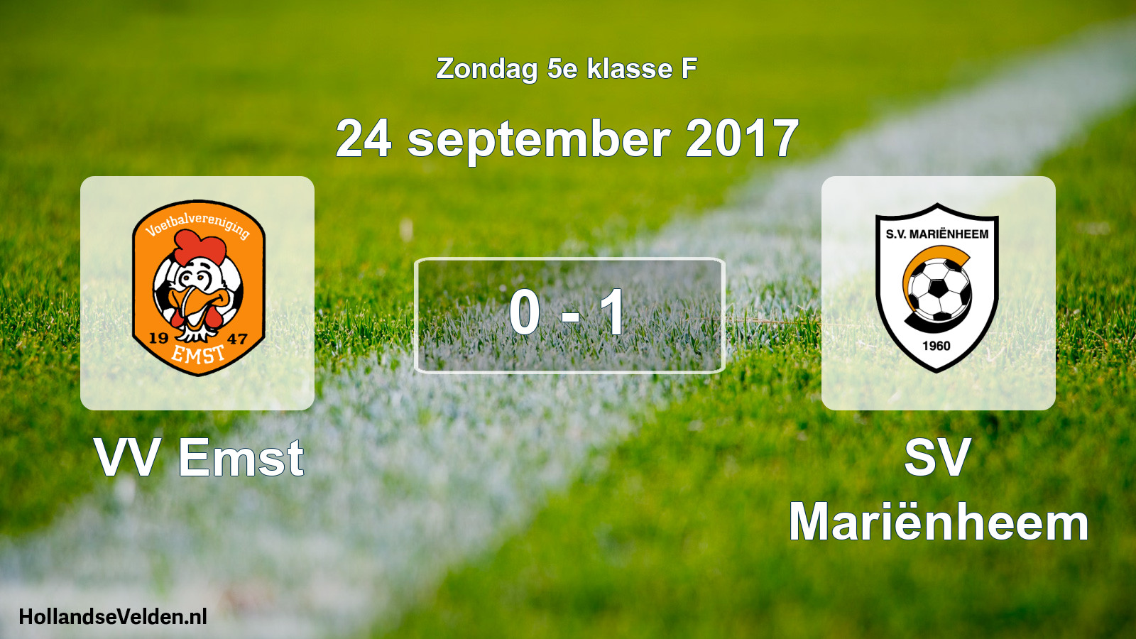 Total number of matches played: VV Emst - SV Mariënheem 0 - 1 (24 September 2017)