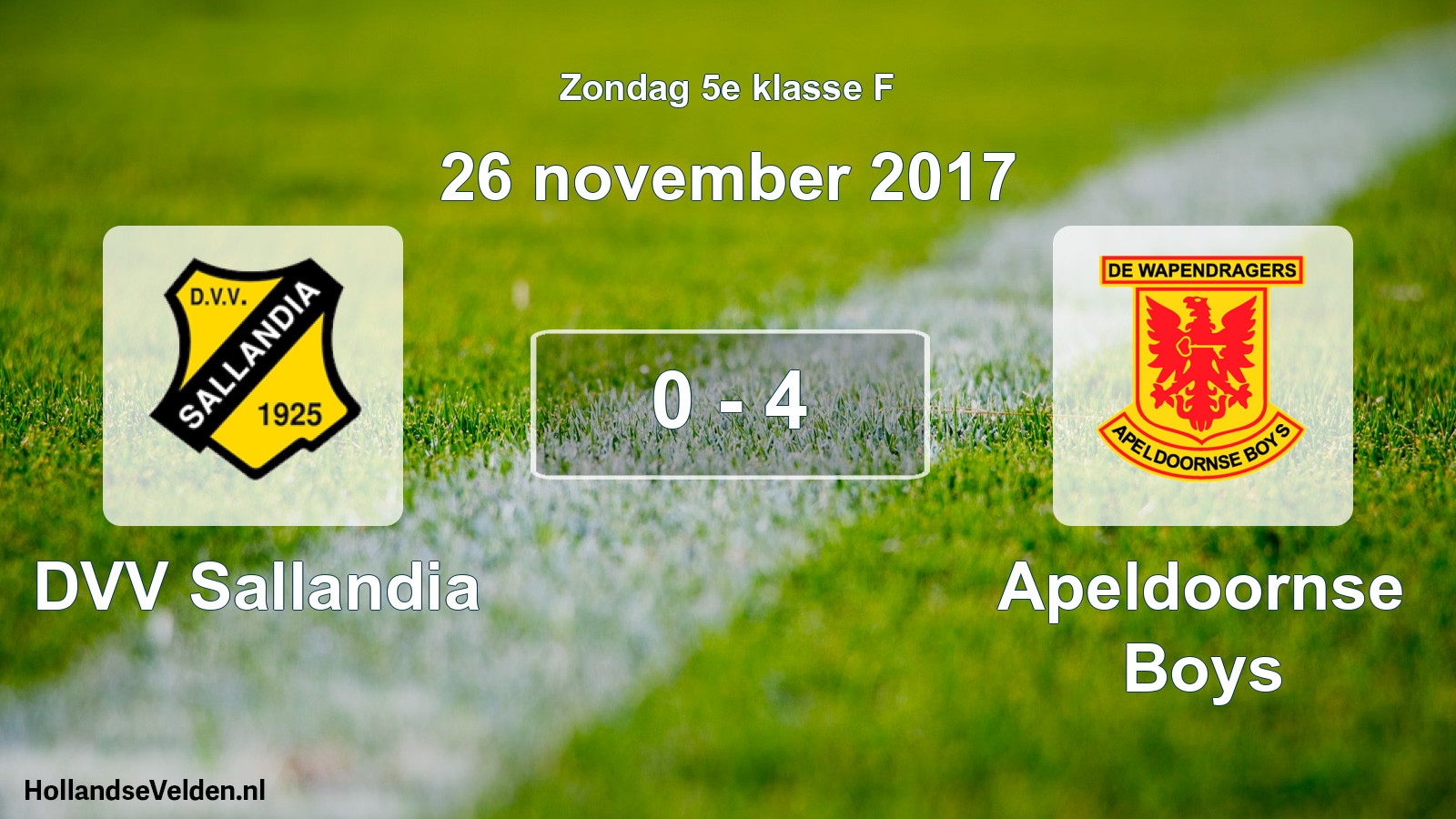 Total number of matches played: DVV Sallandia - Apeldoornse Boys 0 - 4 (26 November 2017)