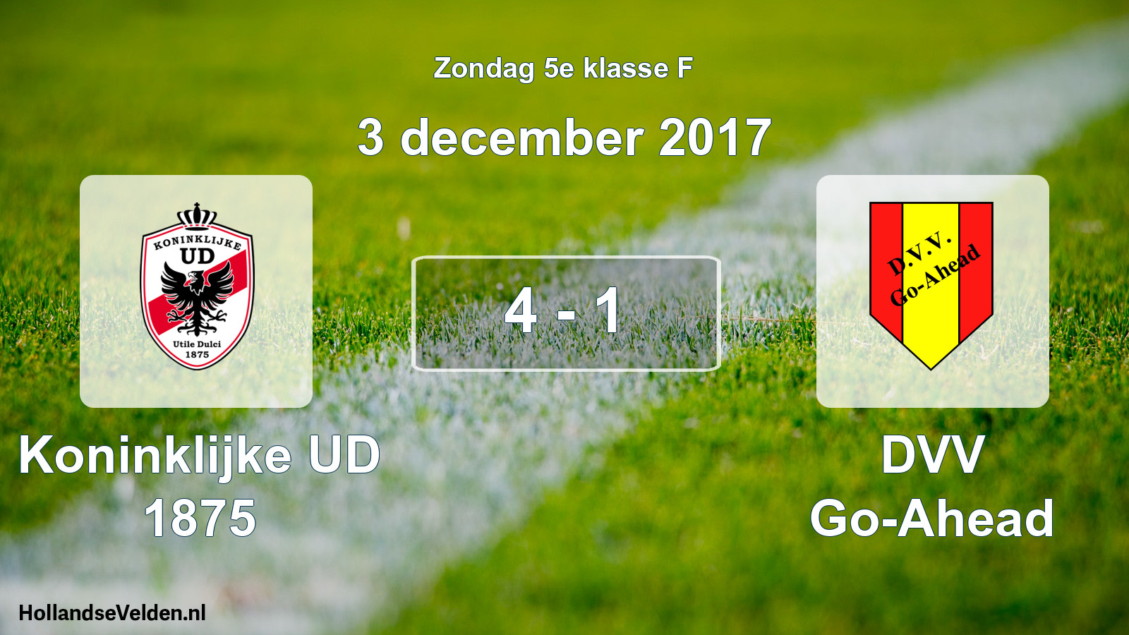 Total number of matches played: Koninklijke UD 1875 - DVV Go-Ahead 4 - 1 (3 December 2017)