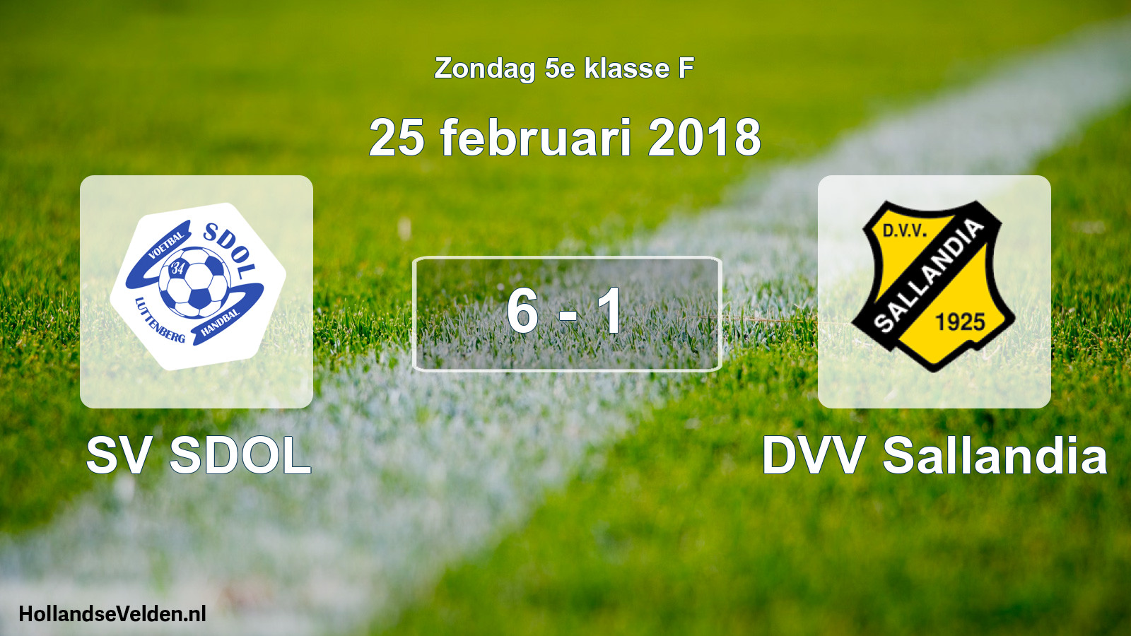 Total number of matches played: SV SDOL - DVV Sallandia 6 - 1 (25 February 2018)
