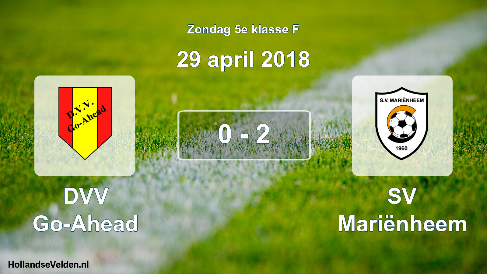 Total number of matches played: DVV Go-Ahead - SV Mariënheem 0 - 2 (29 April 2018)