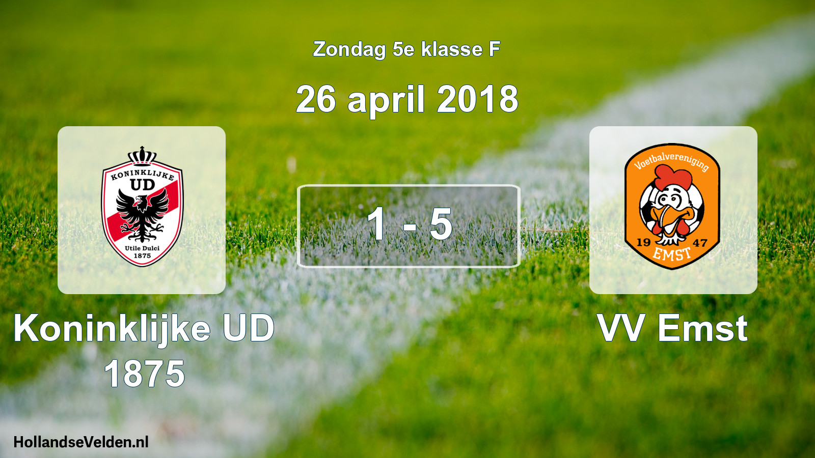 Total number of matches played: Koninklijke UD 1875 - VV Emst 1 - 5 (26 April 2018)