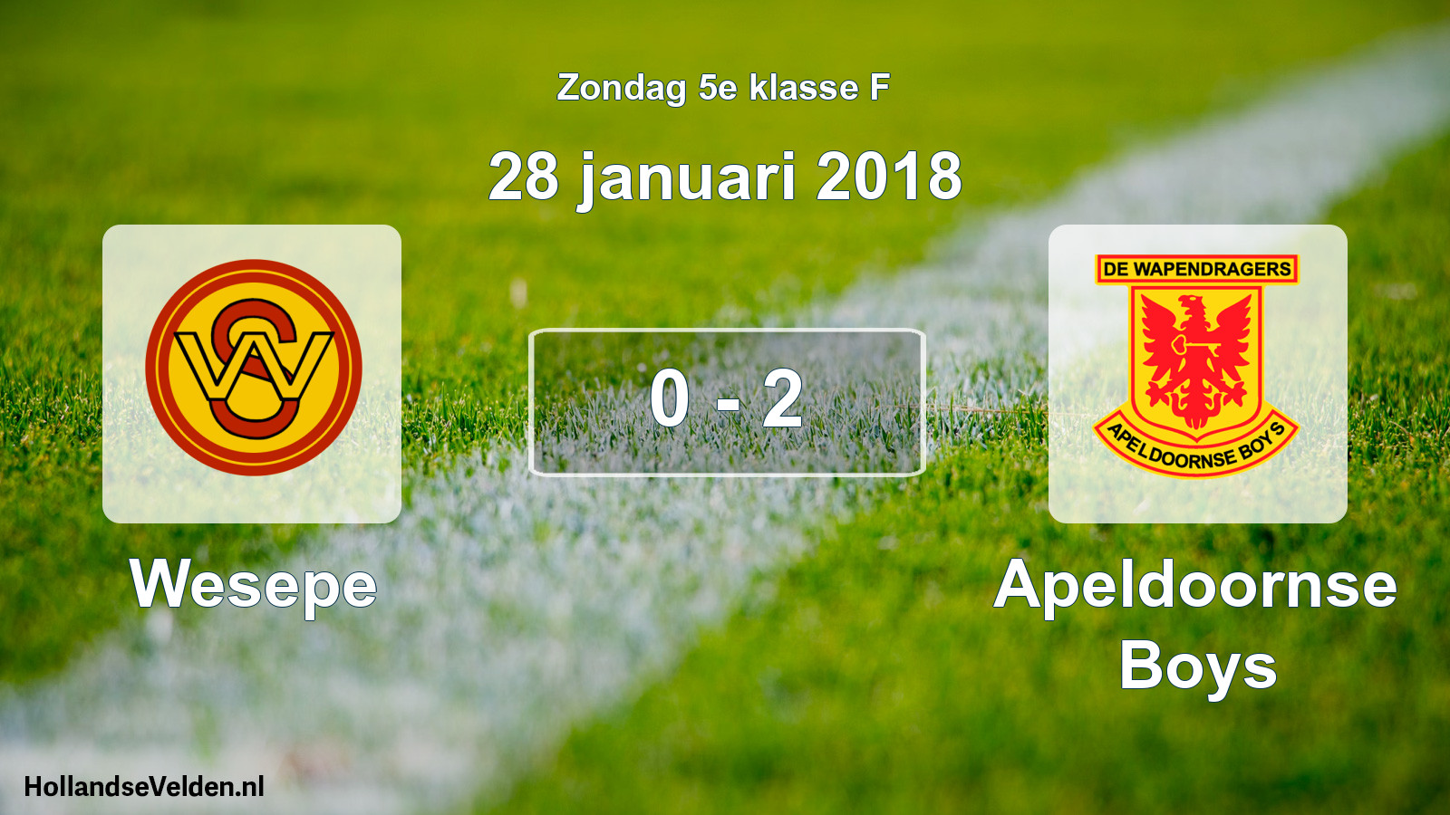 Total number of matches played: Wesepe - Apeldoornse Boys 0 - 2 (28 January 2018)
