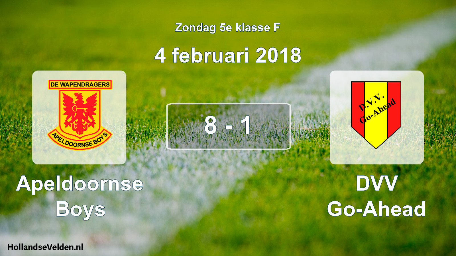 Total number of matches played: Apeldoornse Boys - DVV Go-Ahead 8 - 1 (4 February 2018)