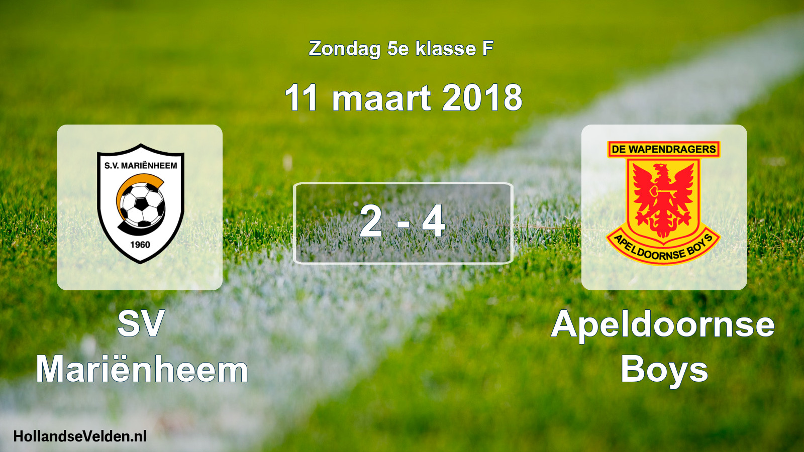 Total number of matches played: SV Mariënheem - Apeldoornse Boys 2 - 4 (11 March 2018)