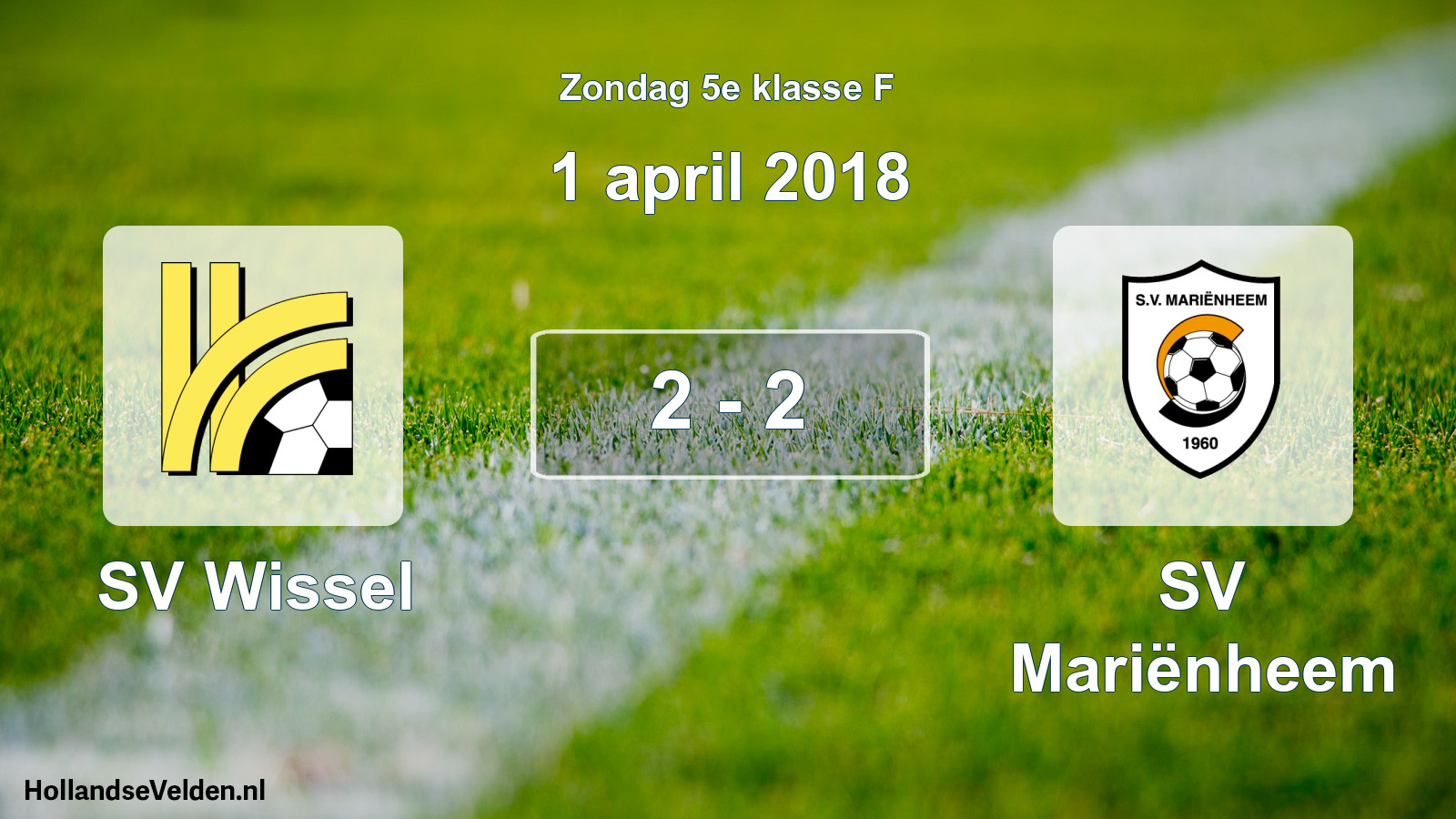 Total number of matches played: SV Wissel - SV Mariënheem 2 - 2 (1 April 2018)