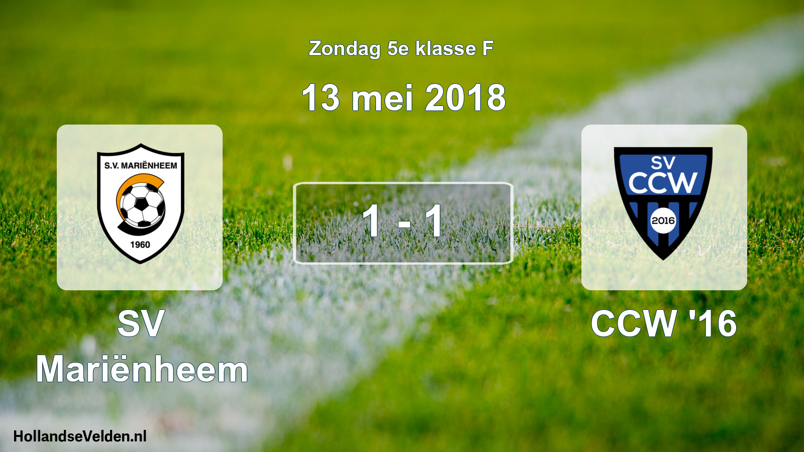 Total number of matches played: SV Mariënheem - CCW '16 1 - 1 (13 May 2018)
