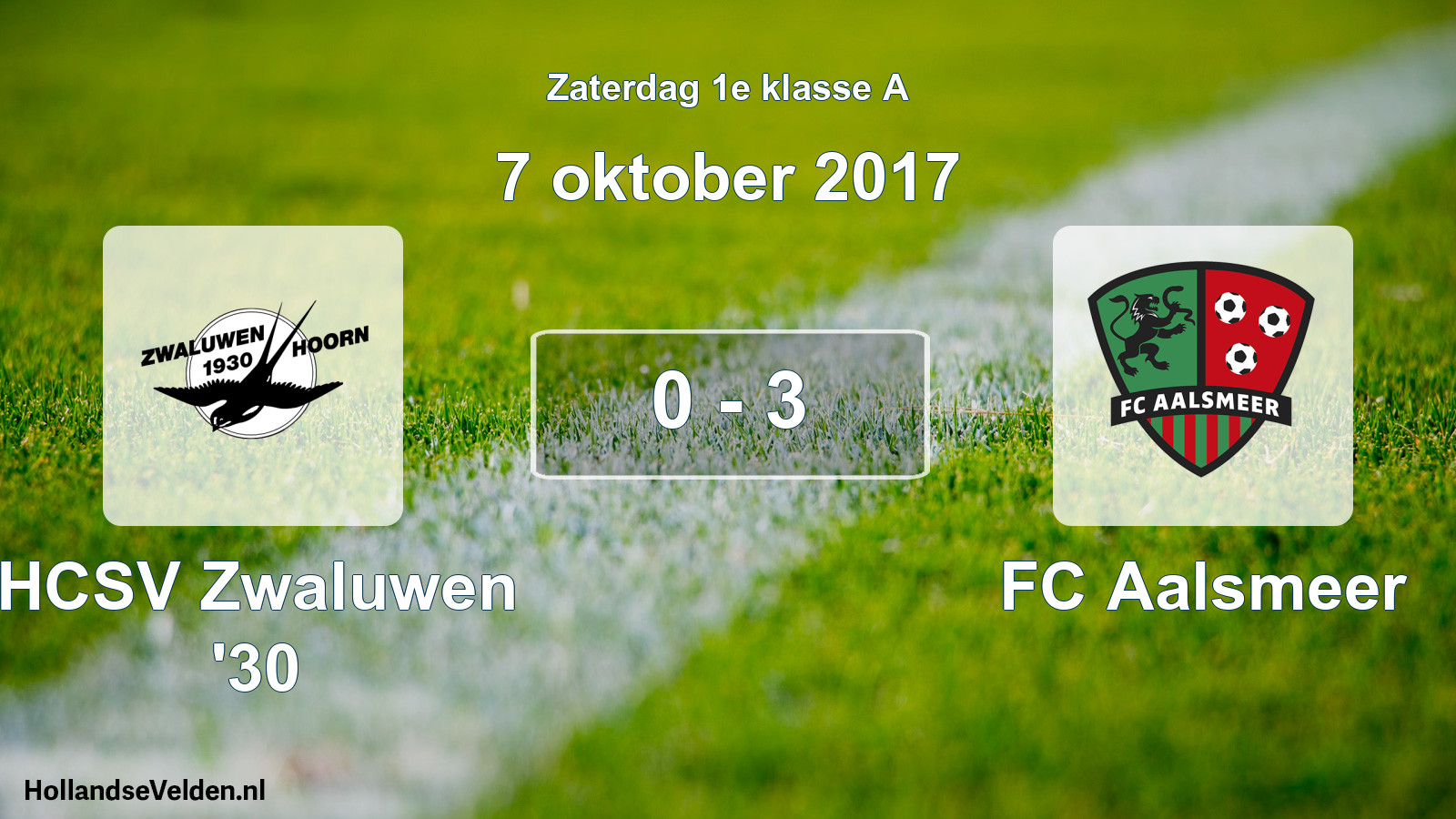 Total number of matches played: Zwaluwen '30 - FC Aalsmeer 0 - 3 (7 October 2017)