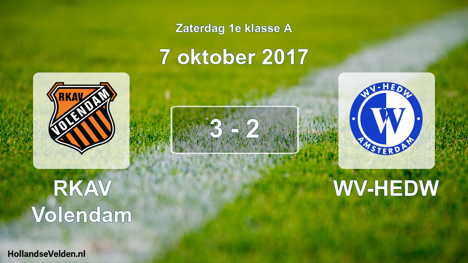 Total number of matches played: RKAV Volendam - WV-HEDW 3 - 2 (7 October 2017)