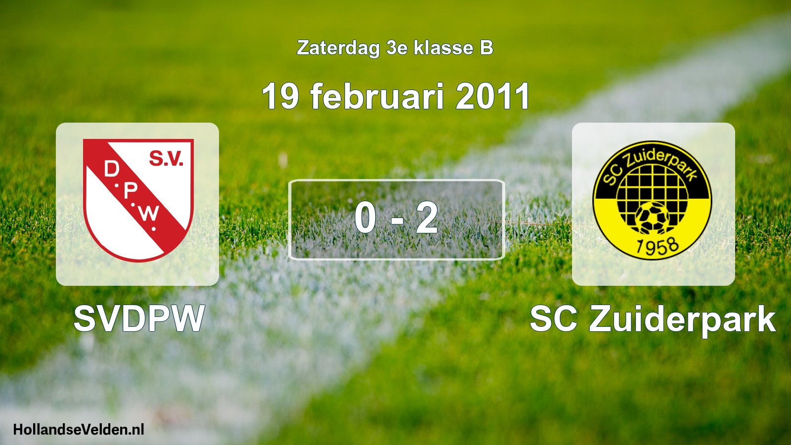 Total number of matches played: SVDPW - SC Zuiderpark 0 - 2 (19 February 2011)