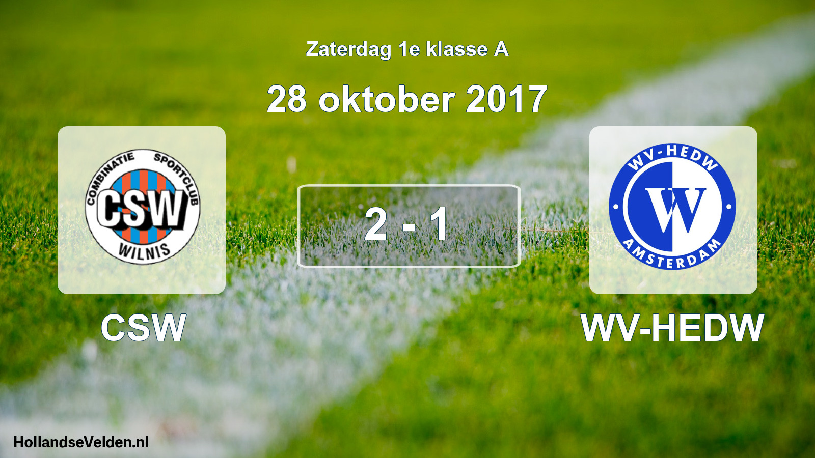 Total number of matches played: CSW - WV-HEDW 2 - 1 (28 October 2017)