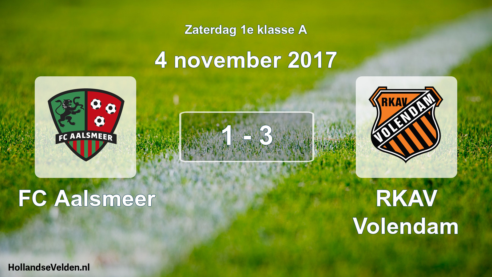 Total number of matches played: FC Aalsmeer - RKAV Volendam 1 - 3 (4 November 2017)