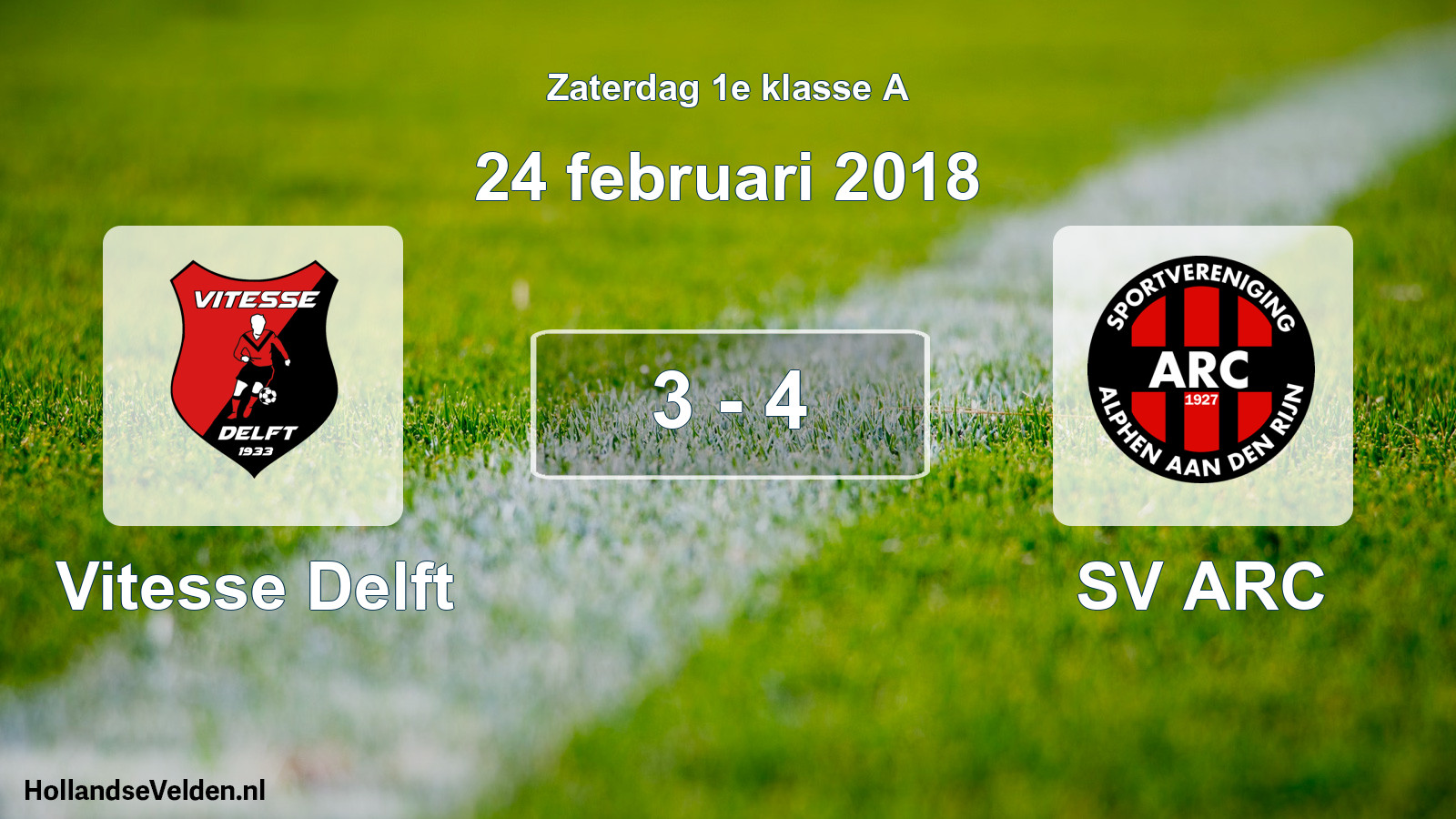 Total number of matches played: Vitesse Delft - SV ARC 3 - 4 (24 February 2018)