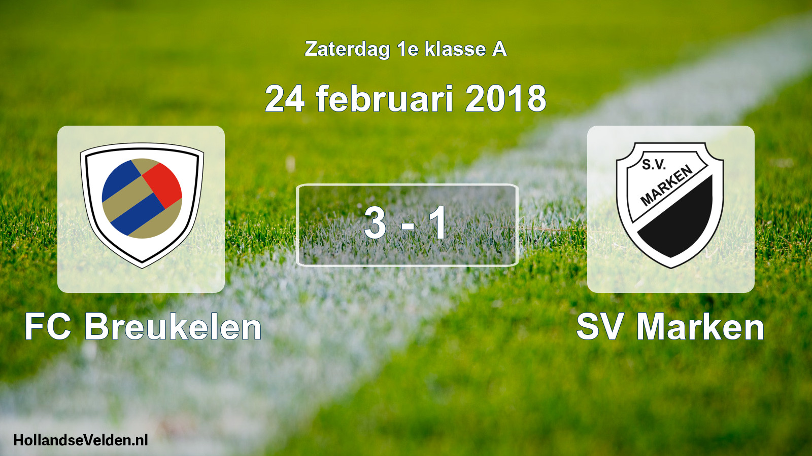 Total number of matches played: FC Breukelen - SV Marken 3 - 1 (24 February 2018)