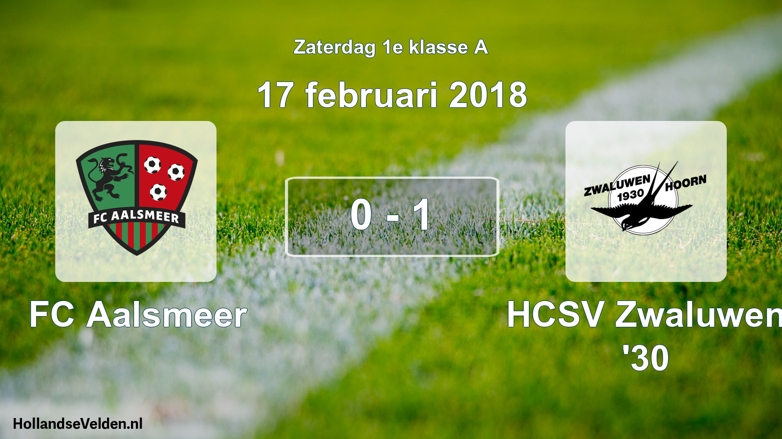 Total number of matches played: FC Aalsmeer - Zwaluwen '30 0 - 1 (17 February 2018)