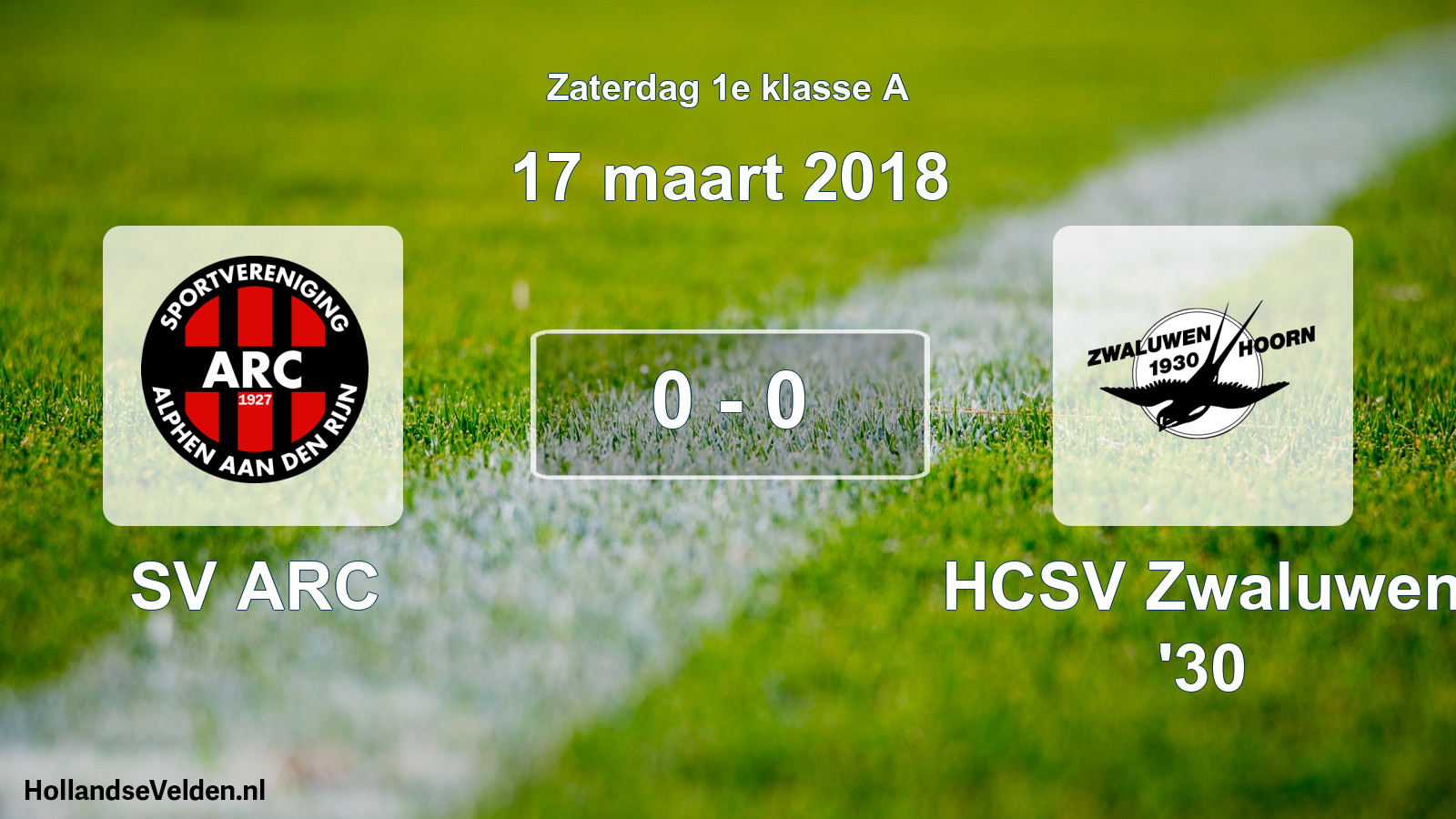 Total number of matches played: SV ARC - Zwaluwen '30 0 - 0 (17 March 2018)