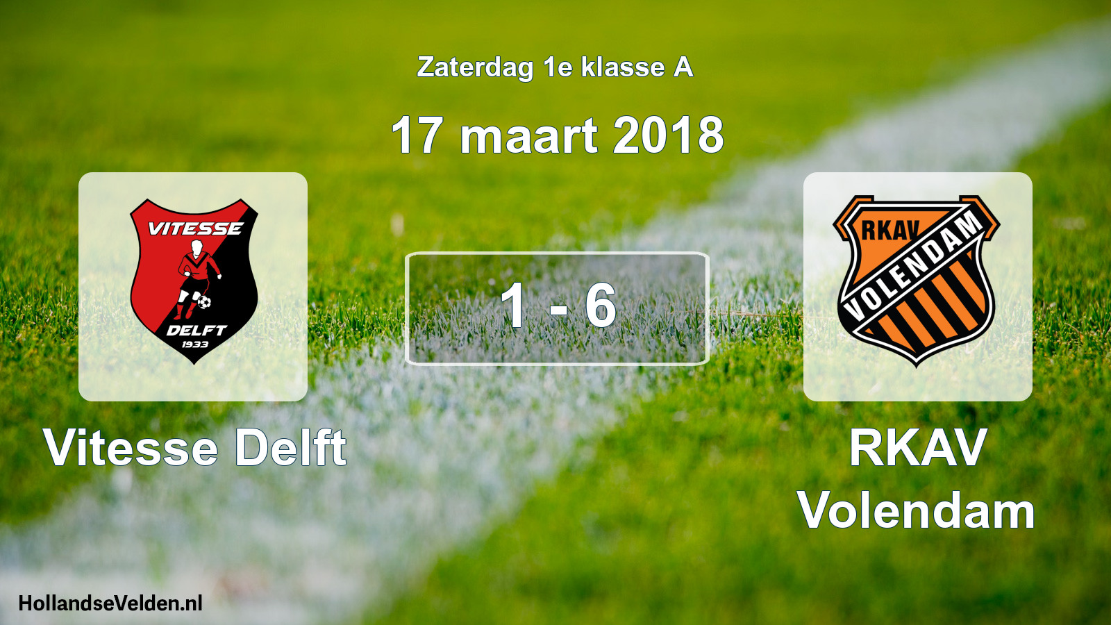 Total number of matches played: Vitesse Delft - RKAV Volendam 1 - 6 (17 March 2018)