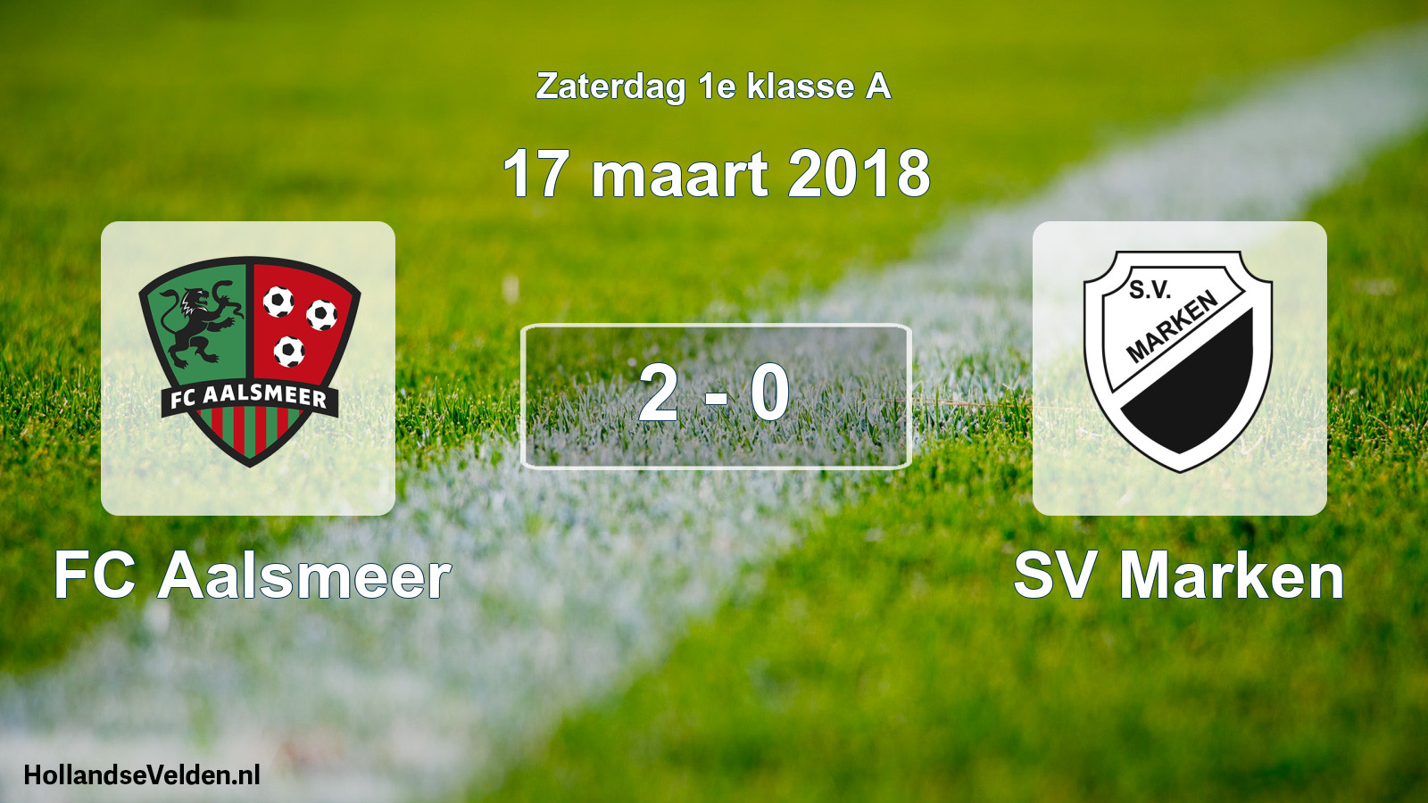 Total number of matches played: FC Aalsmeer - SV Marken 2 - 0 (17 March 2018)