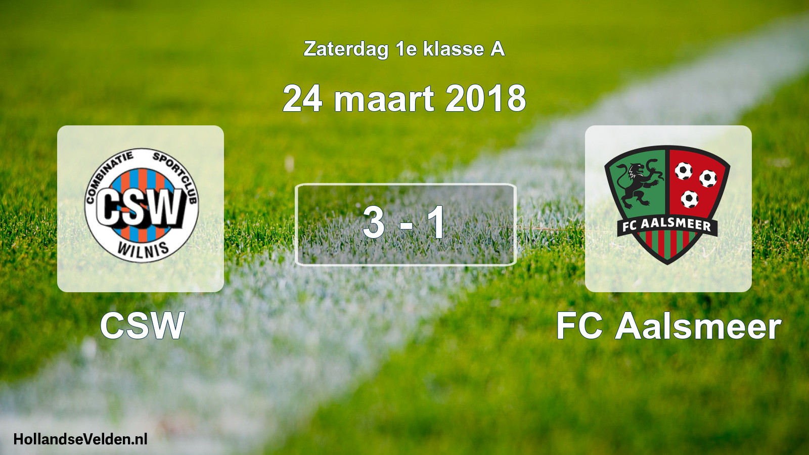 Total number of matches played: CSW - FC Aalsmeer 3 - 1 (24 March 2018)