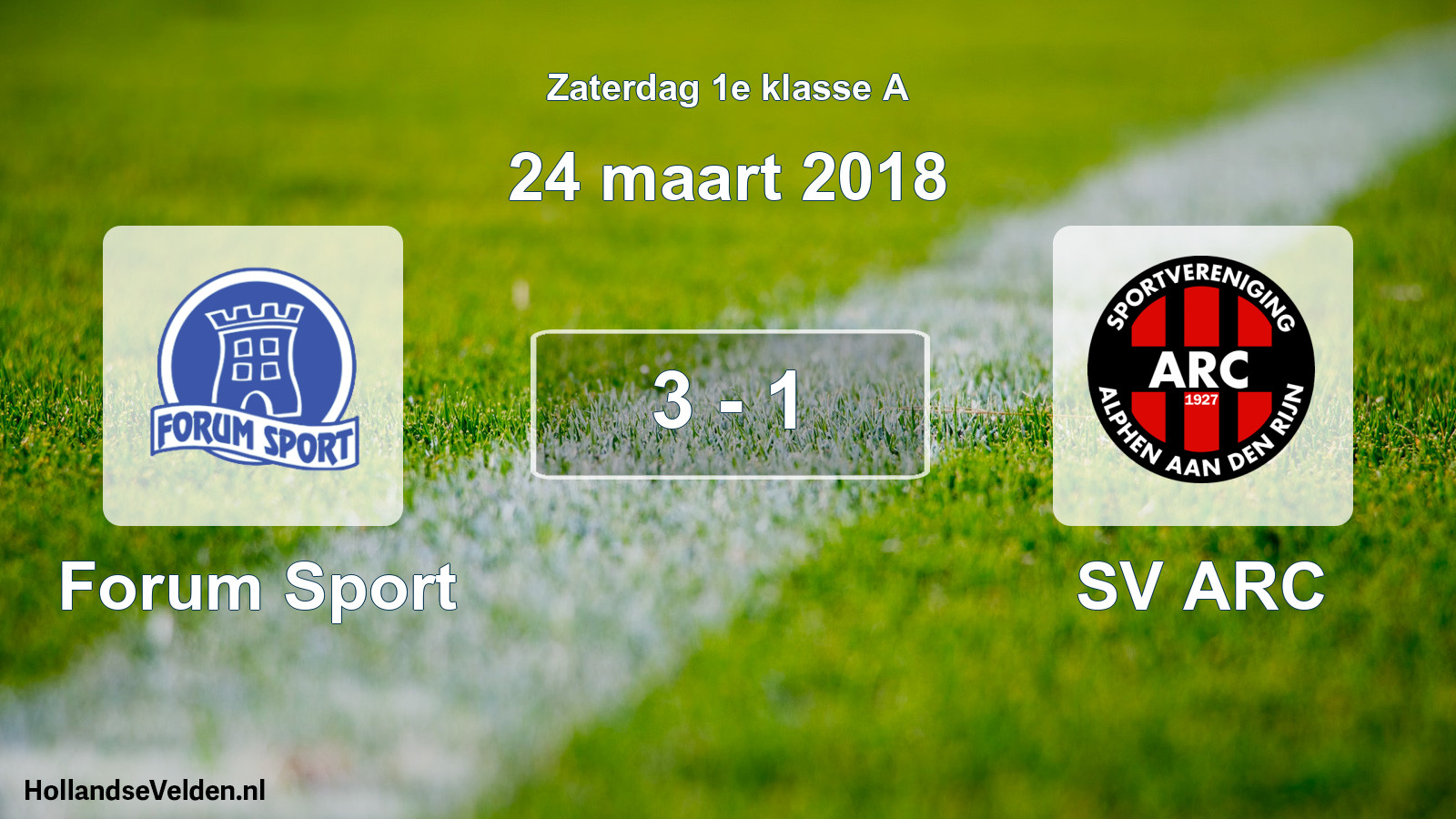 Total number of matches played: Forum Sport - SV ARC 3 - 1 (24 March 2018)