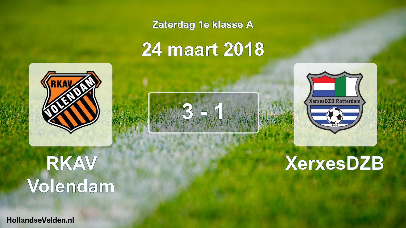 Total number of matches played: RKAV Volendam - XerxesDZB 3 - 1 (24 March 2018)
