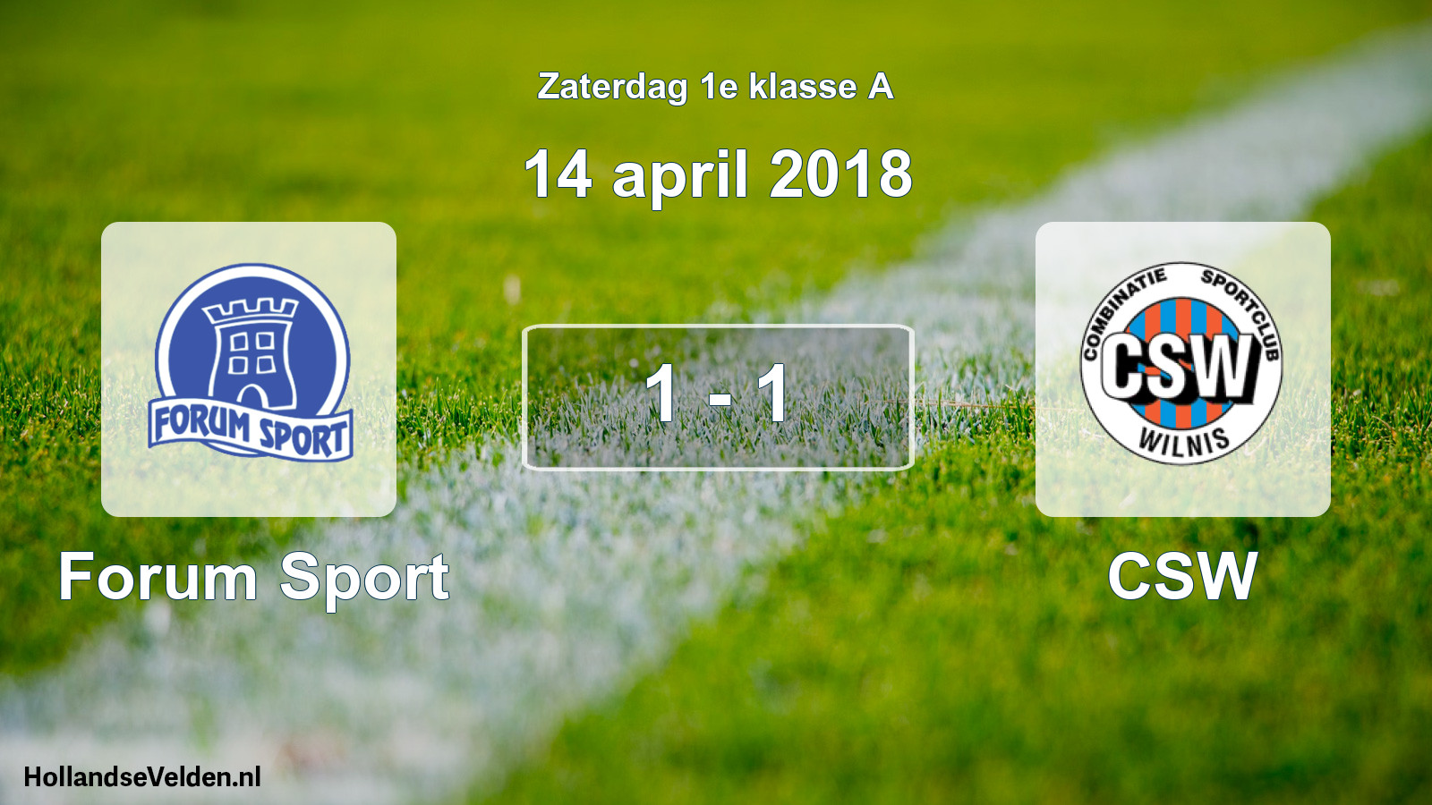 Total number of matches played: Forum Sport - CSW 1 - 1 (14 April 2018)