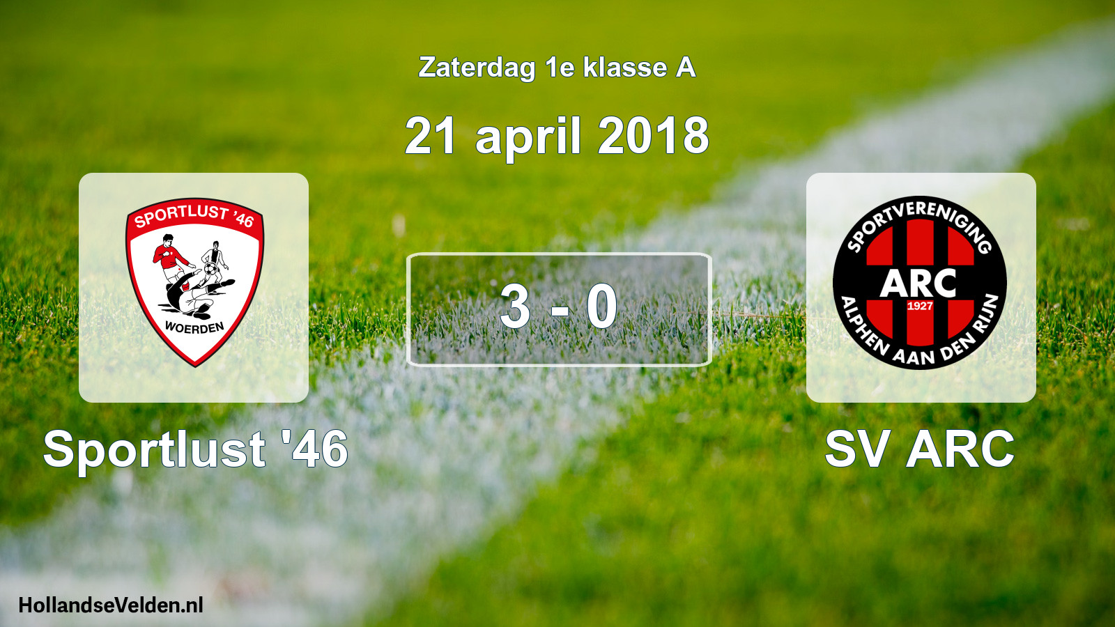 Total number of matches played: Sportlust '46 - SV ARC 3 - 0 (21 April 2018)