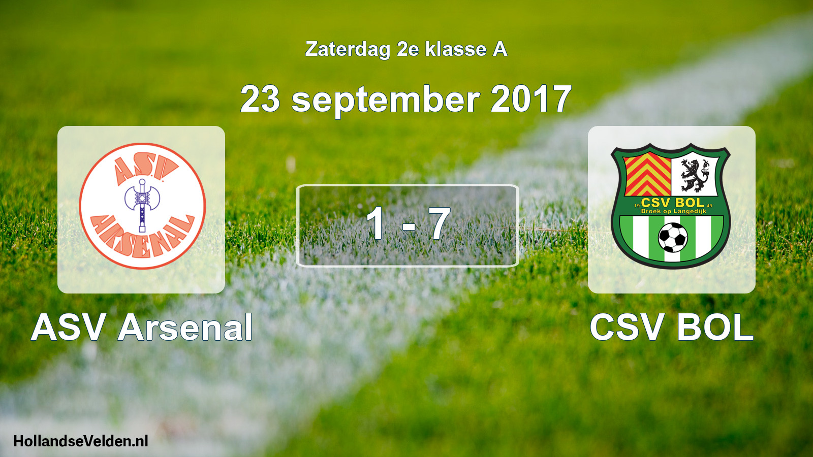 Total number of matches played: ASV Arsenal - CSV BOL 1 - 7 (23 September 2017)