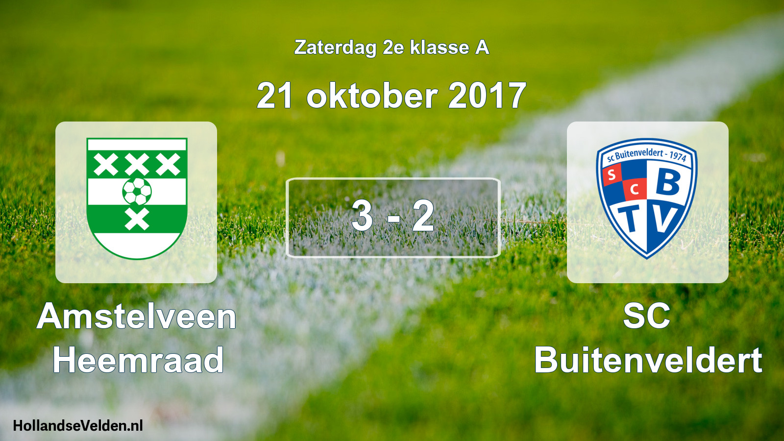 Total number of matches played: Amstelveen Heemraad - SC Buitenveldert 3 - 2 (21 October 2017)